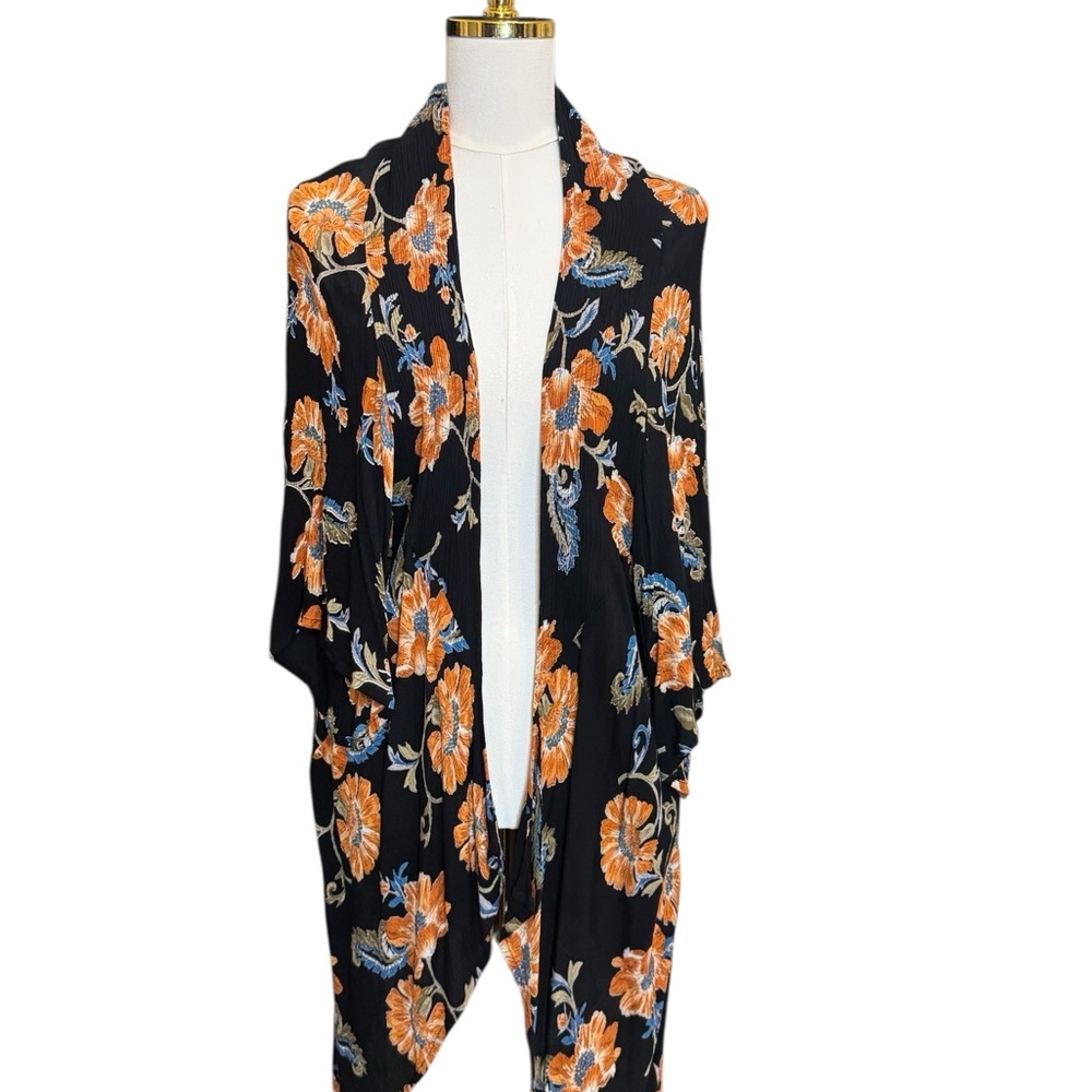 Patrons of Peace Floral Kimono Size Small Boho Cardigan Open Front Draped Shawl